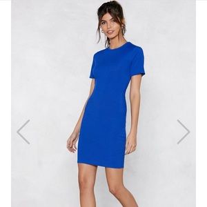Cobalt Ribbed T Shirt Dress from Nasty Gal